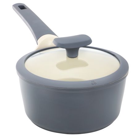 Oster Rooney 2 Quart Ceramic Nonstick Aluminum Saucepan in Gray with Lid